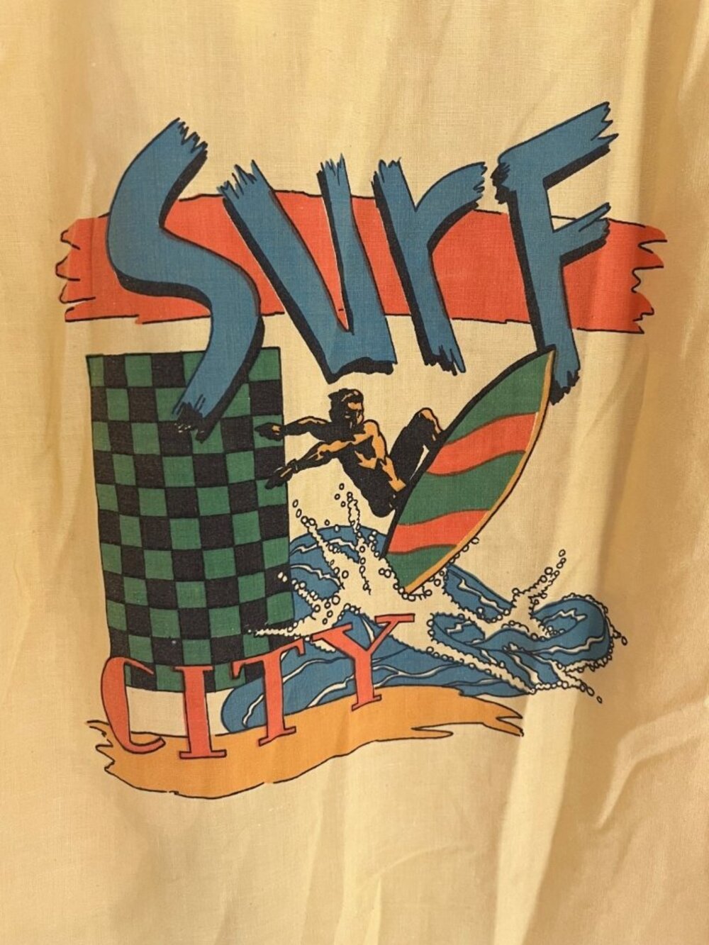 Vintage Electricity Surf City Yellow Short Sleeve Button Down Shirt Men's 80s - Picture 7 of 13